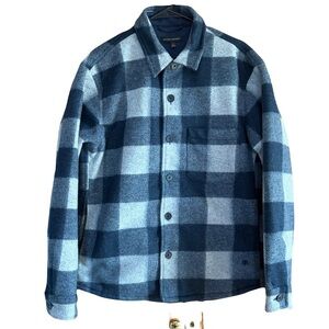 Banana Republic Two-Tone Blue/gray Plaid Button-Down lined Jacket Shirt size M